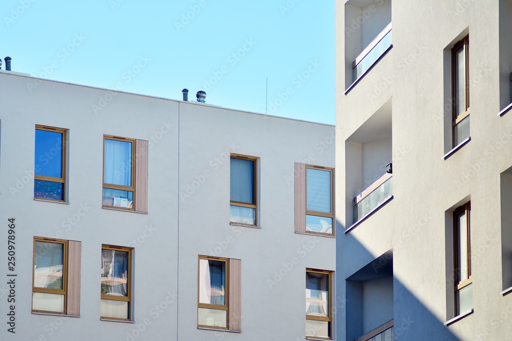 Futuristic architecture of apartment building