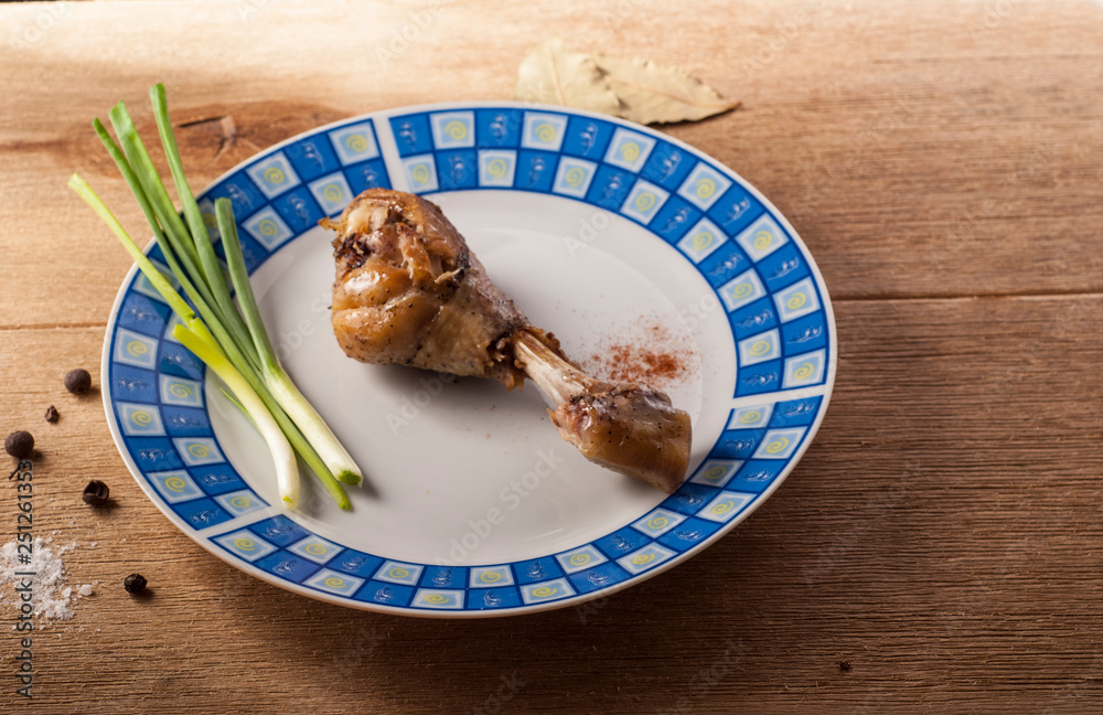 Fried chicken legs with green onions - Image