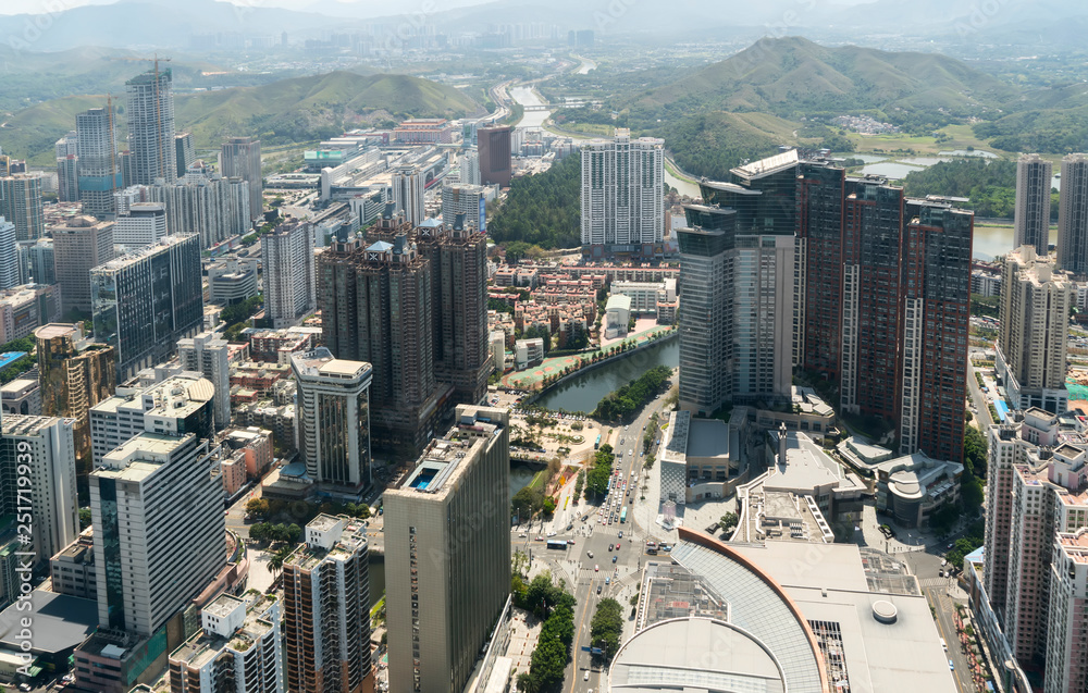 A birds eye view of Shenzhen, China..