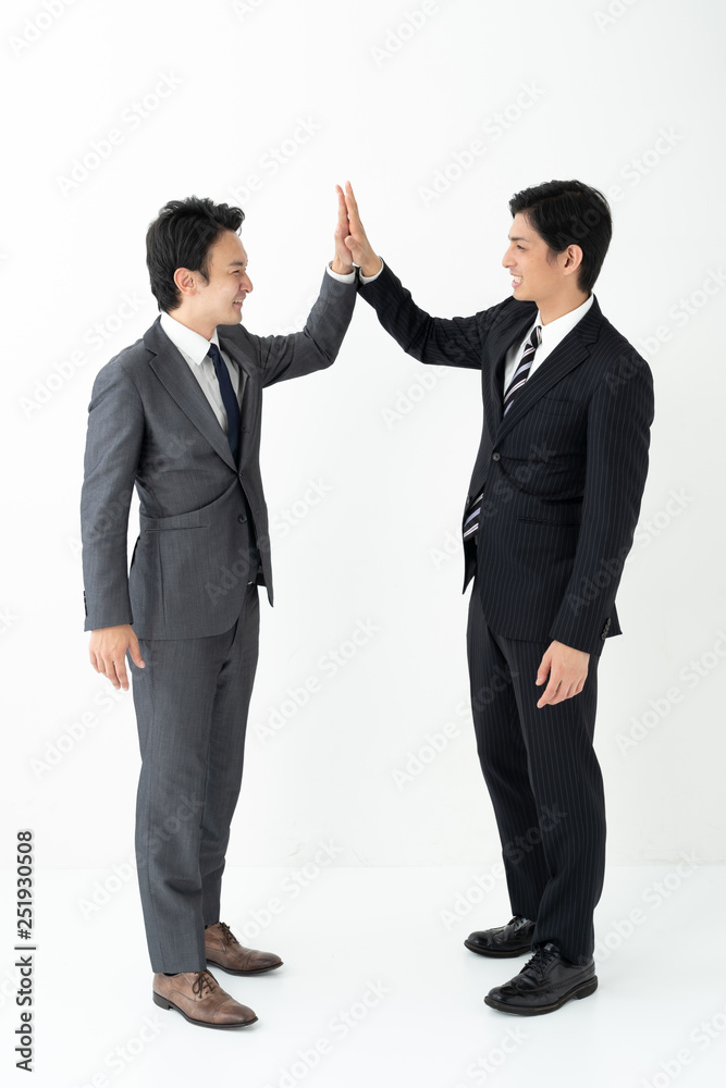 portrait of two asian businessman on white background