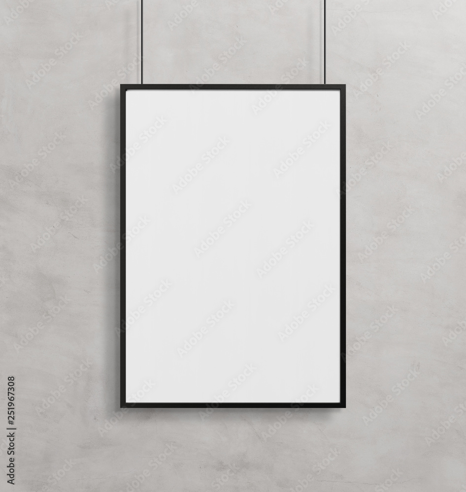 Black frame hanging mockup 3d rendering