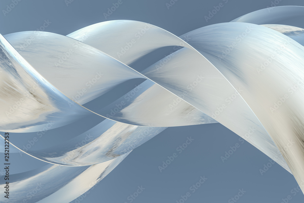 3d rendering, blue metalic surface and graphic design background