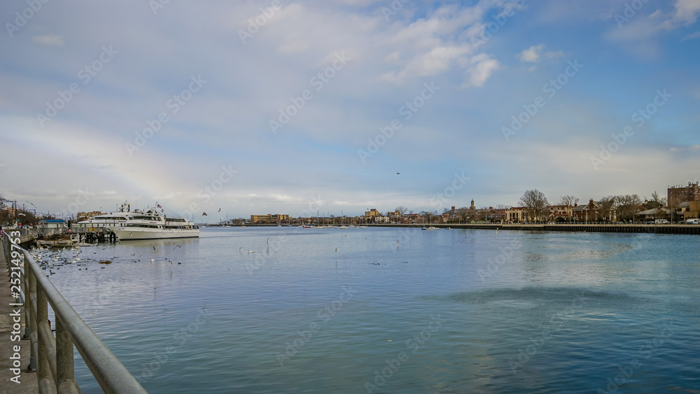 Sheepshead Bay, Brooklyn, US - Ocean Avenue Footbridge.