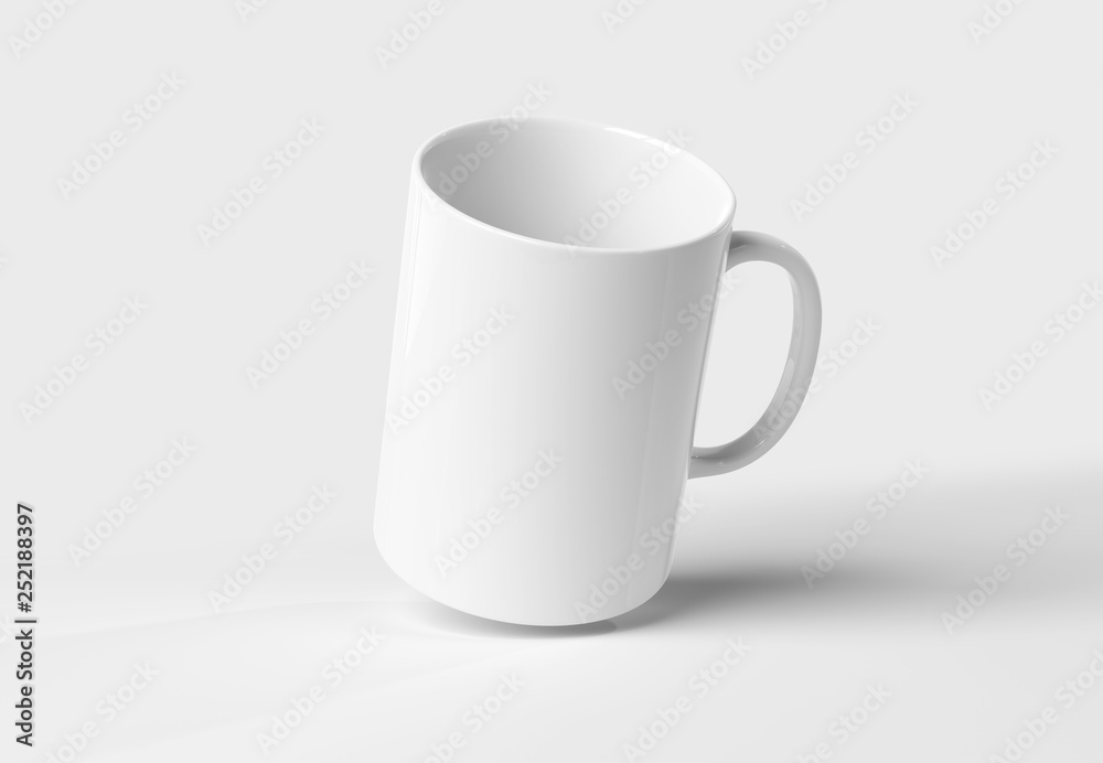 Blank mug mockup isolated on white 3D rendering