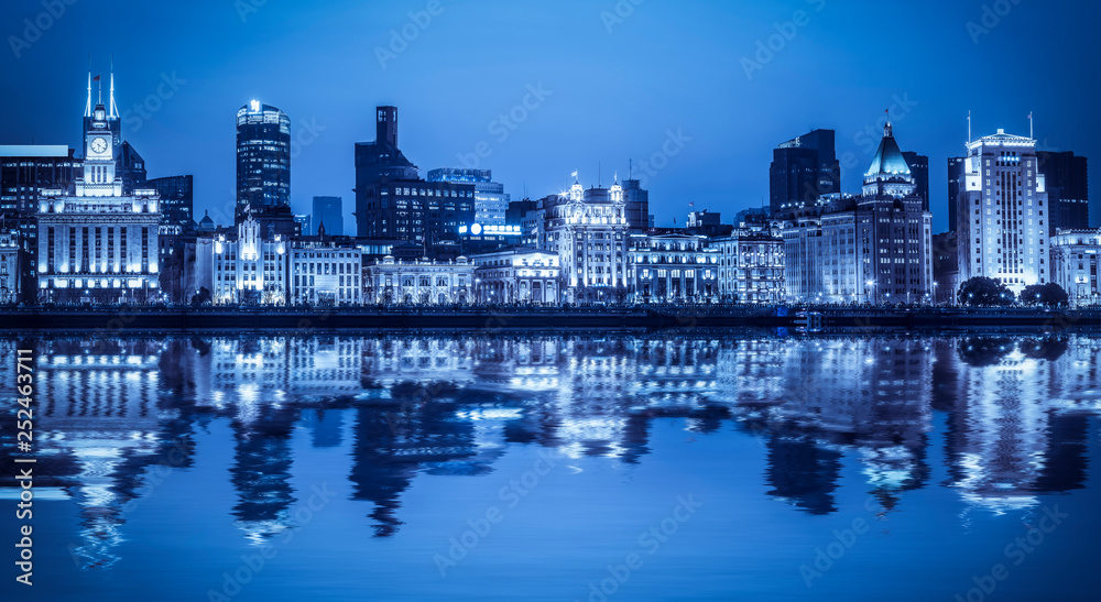 Night View of Bund Architecture in Shanghai..