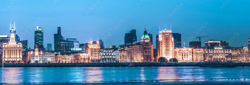 Night View of Bund Architecture in Shanghai..