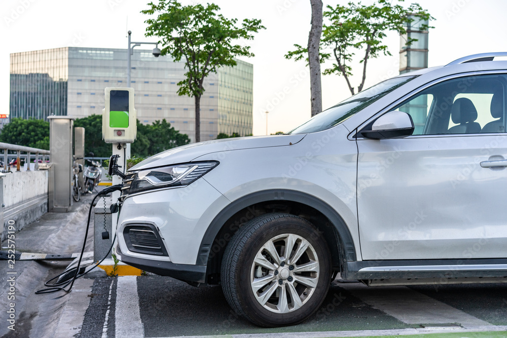  a charging electric car 