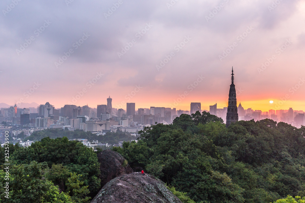 panoramic city skyline in hangzhou china