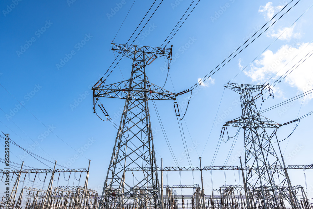 high voltage power transmission tower