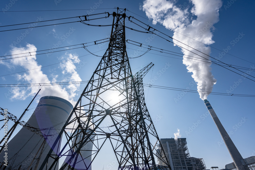 high voltage power transmission tower