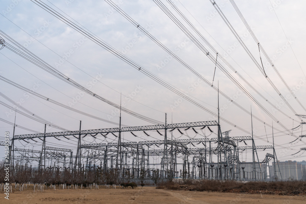 electrical substation in a field