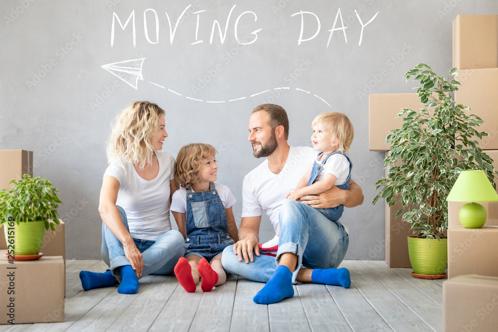 Family New Home Moving Day House Concept