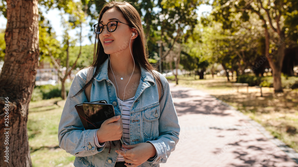 Student walking in college campus