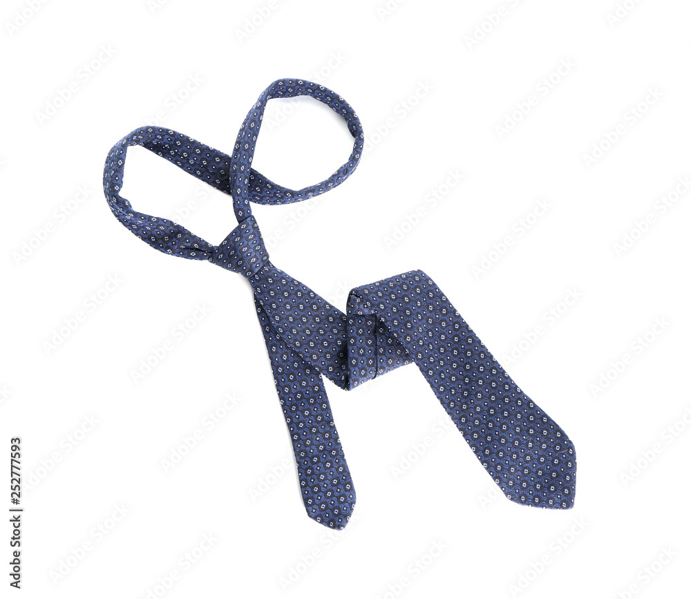 Stylish necktie on white background