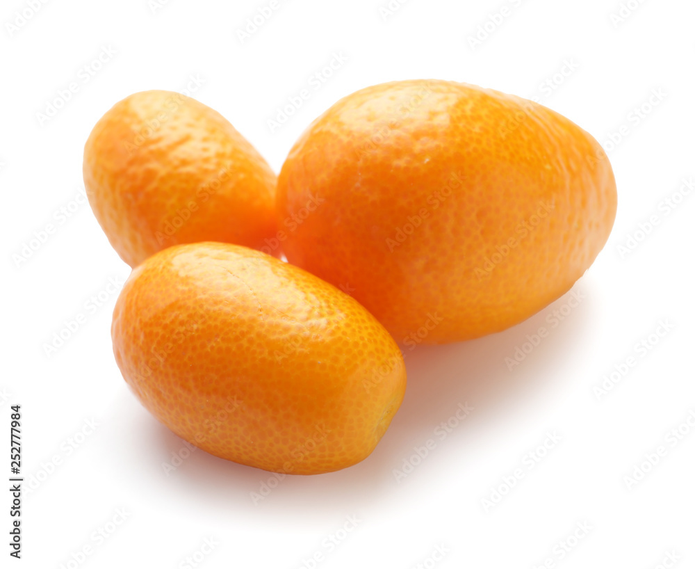 Delicious kumquat fruit on white background