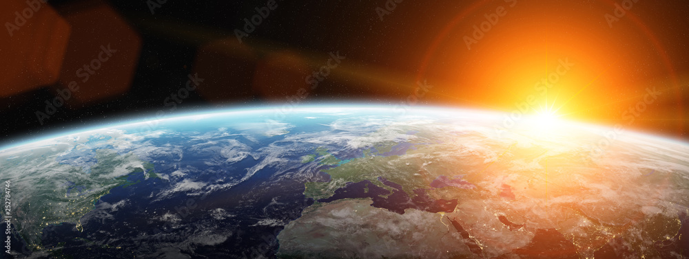 View of blue planet Earth in space 3D rendering elements of this image furnished by NASA