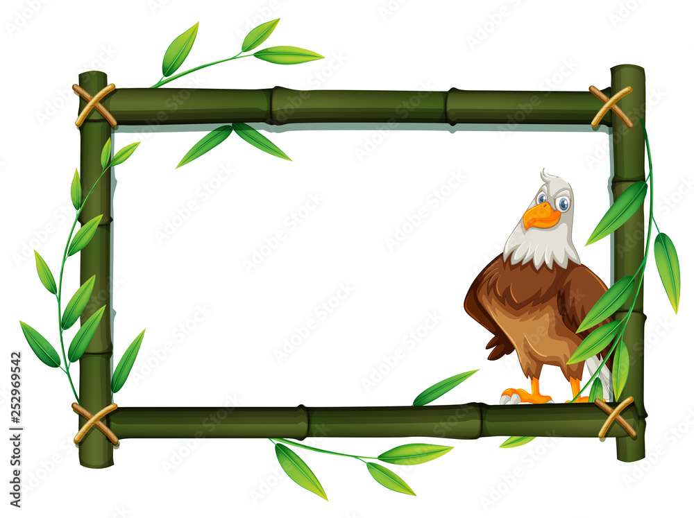 An eagle on bamboo border