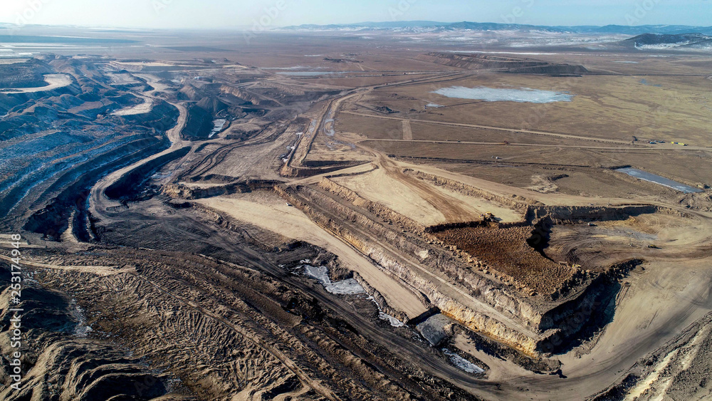 Coal mining in open pit