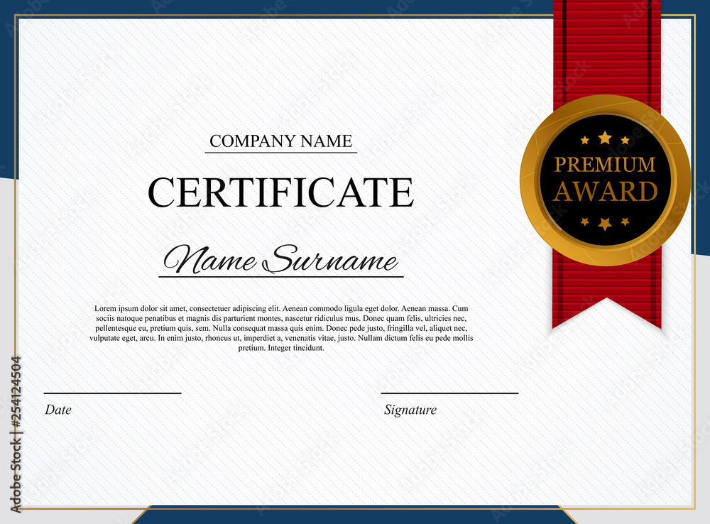 Certificate template Background. Award diploma design blank. Vector Illustration