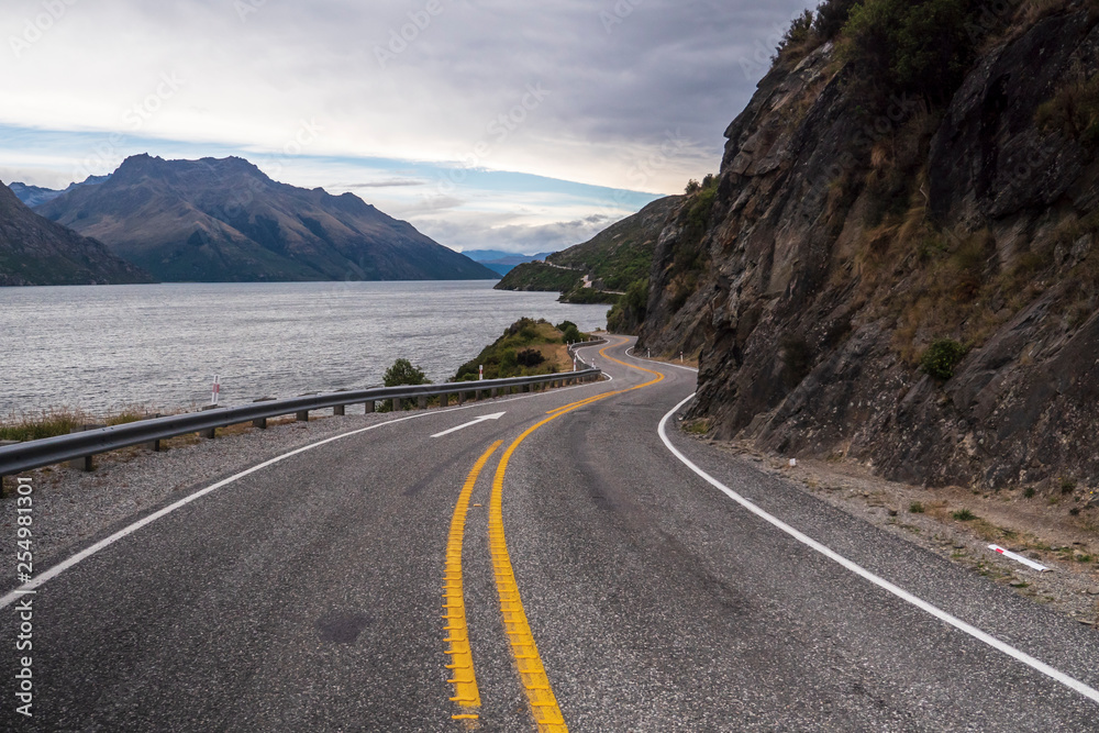 Mountain Road along Lake Wakatipu at Queenstown, New Zealand 1