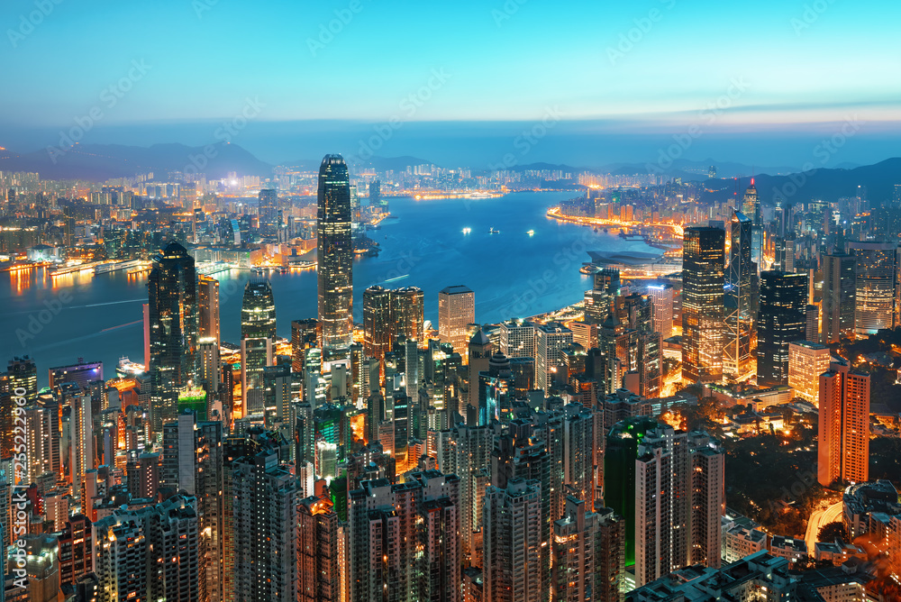 Amazing view on Hong Kong city from the Victoria peak, China