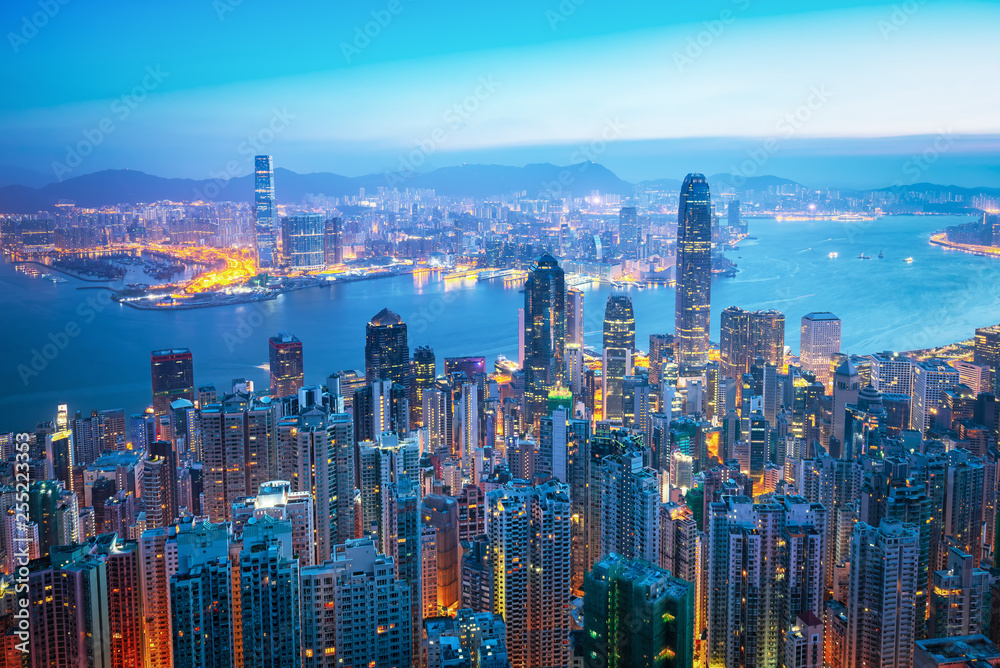 Amazing view on Hong Kong city from the Victoria peak, China