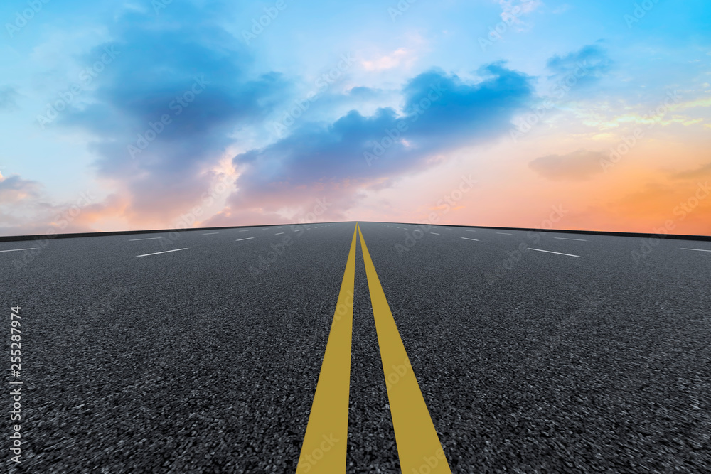 Road surface and sky cloud landscape..