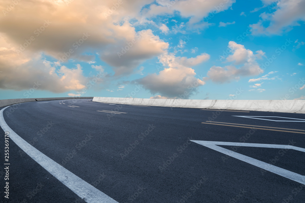 Road surface and sky cloud landscape..