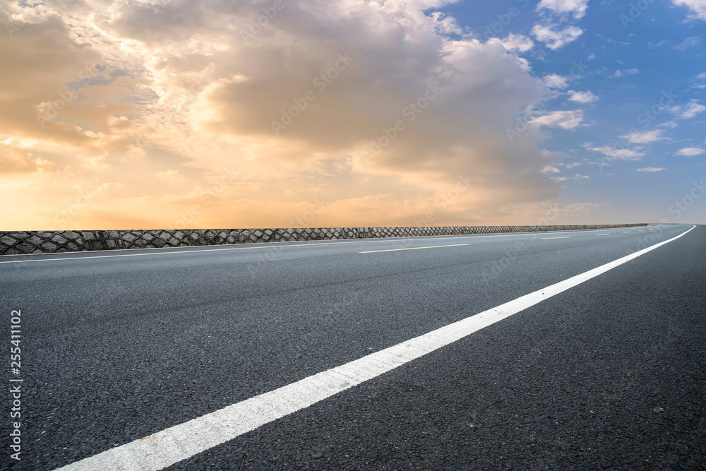 Road surface and sky cloud landscape..