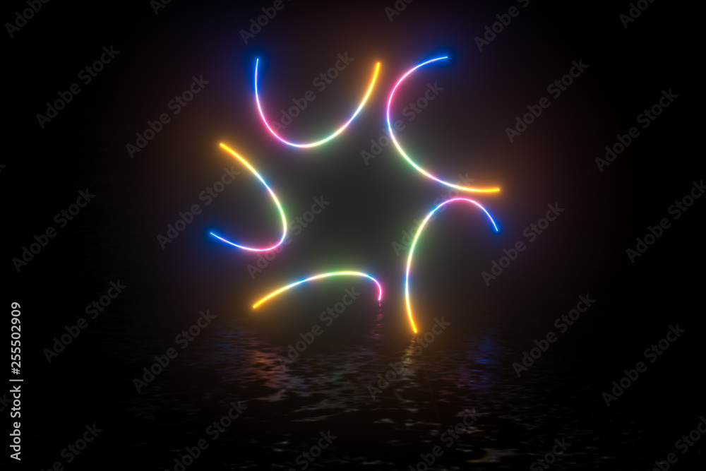 colorful glowing lines, 3d rendering