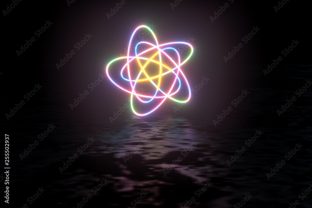 colorful glowing lines, 3d rendering