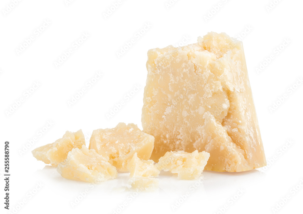 parmesan cheese isolated on white background