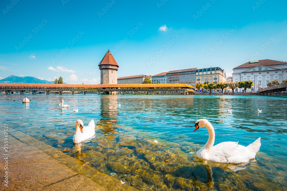 Historic town of Lucerne with famous Chapel Bridge, Switzerland