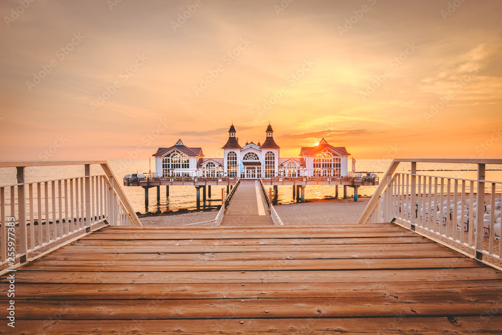 Seebrucke Sellin at sunrise, Baltic Sea, Germany