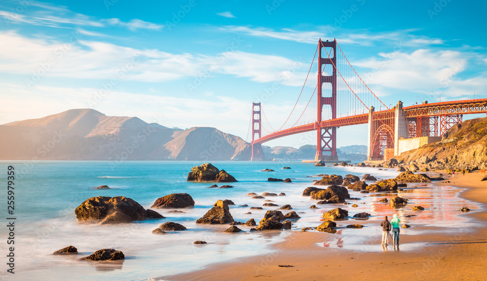 Golden Gate Bridge at sunset, San Francisco, California, USA