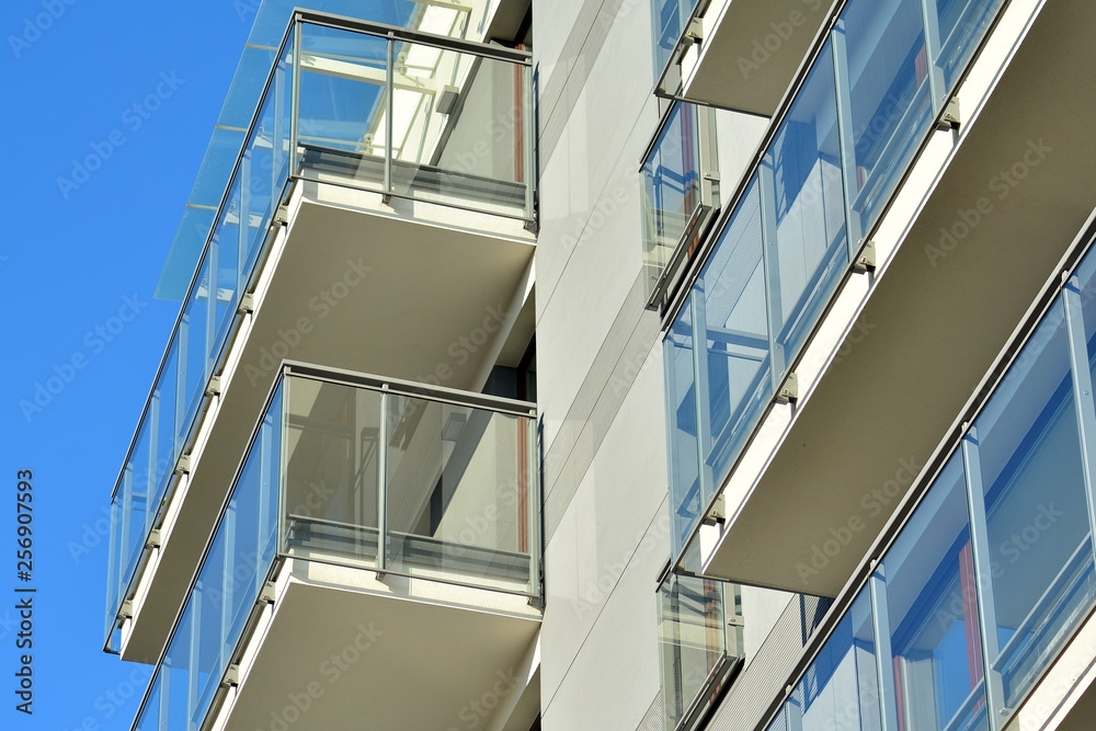 Contemporary residential building exterior in the daylight