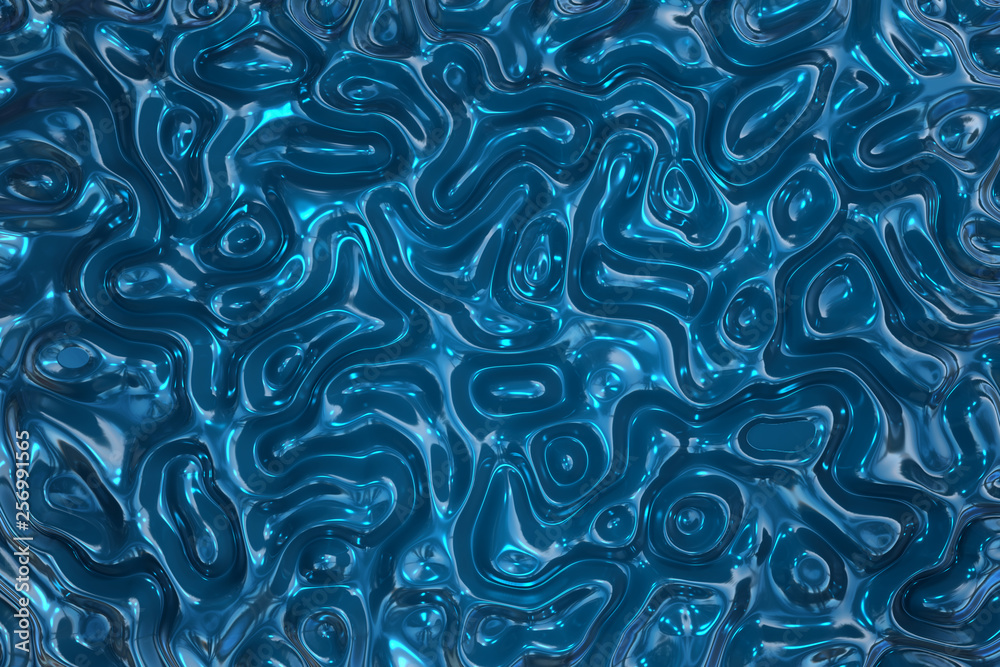 Abstract wavy liquid texture patterns 3D rendering