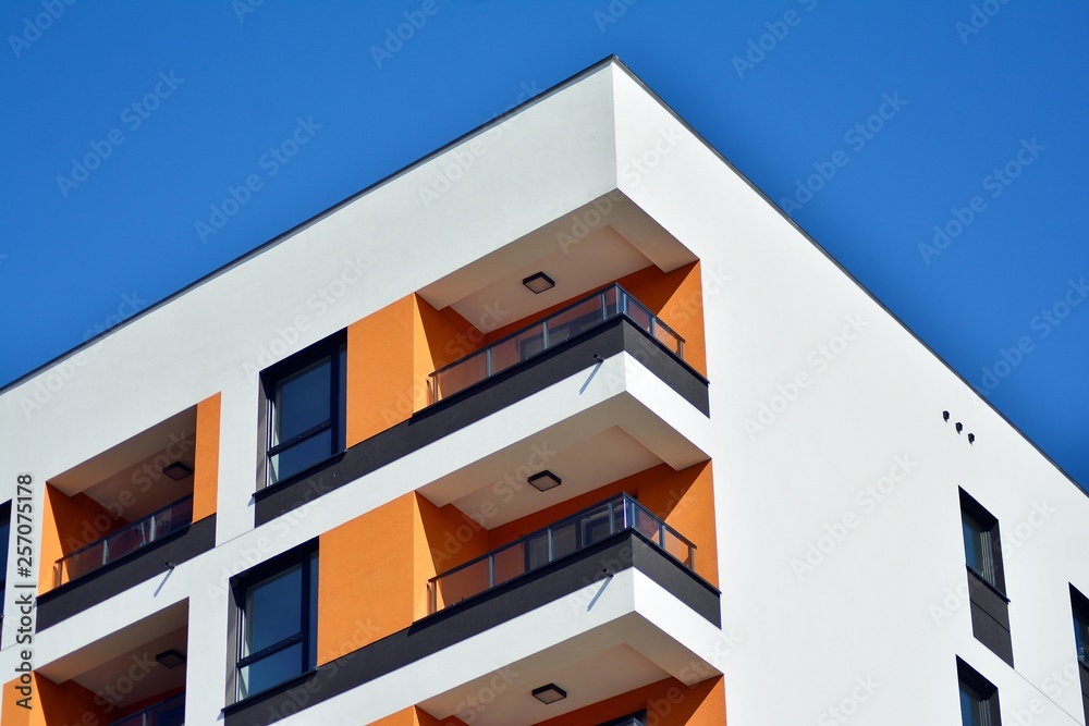 New-build residential building on a sunny summer day