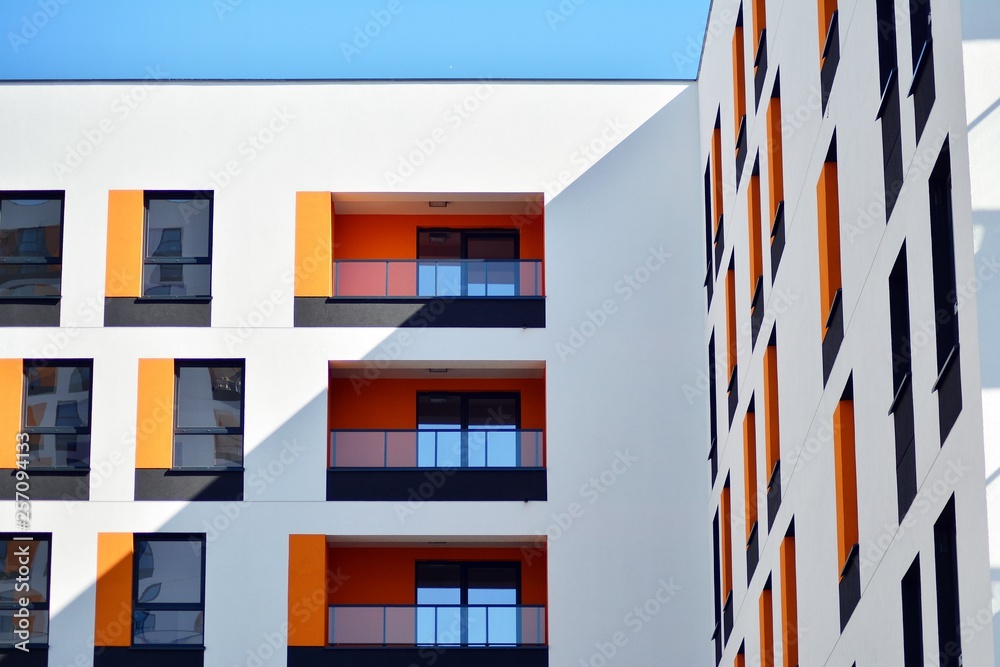 New-build residential building on a sunny summer day