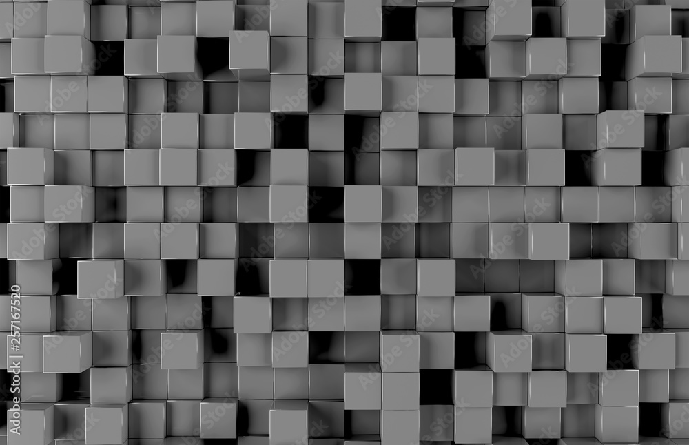 Black square background pattern 3D rendering