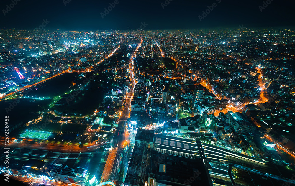 大阪夜景鸟瞰图