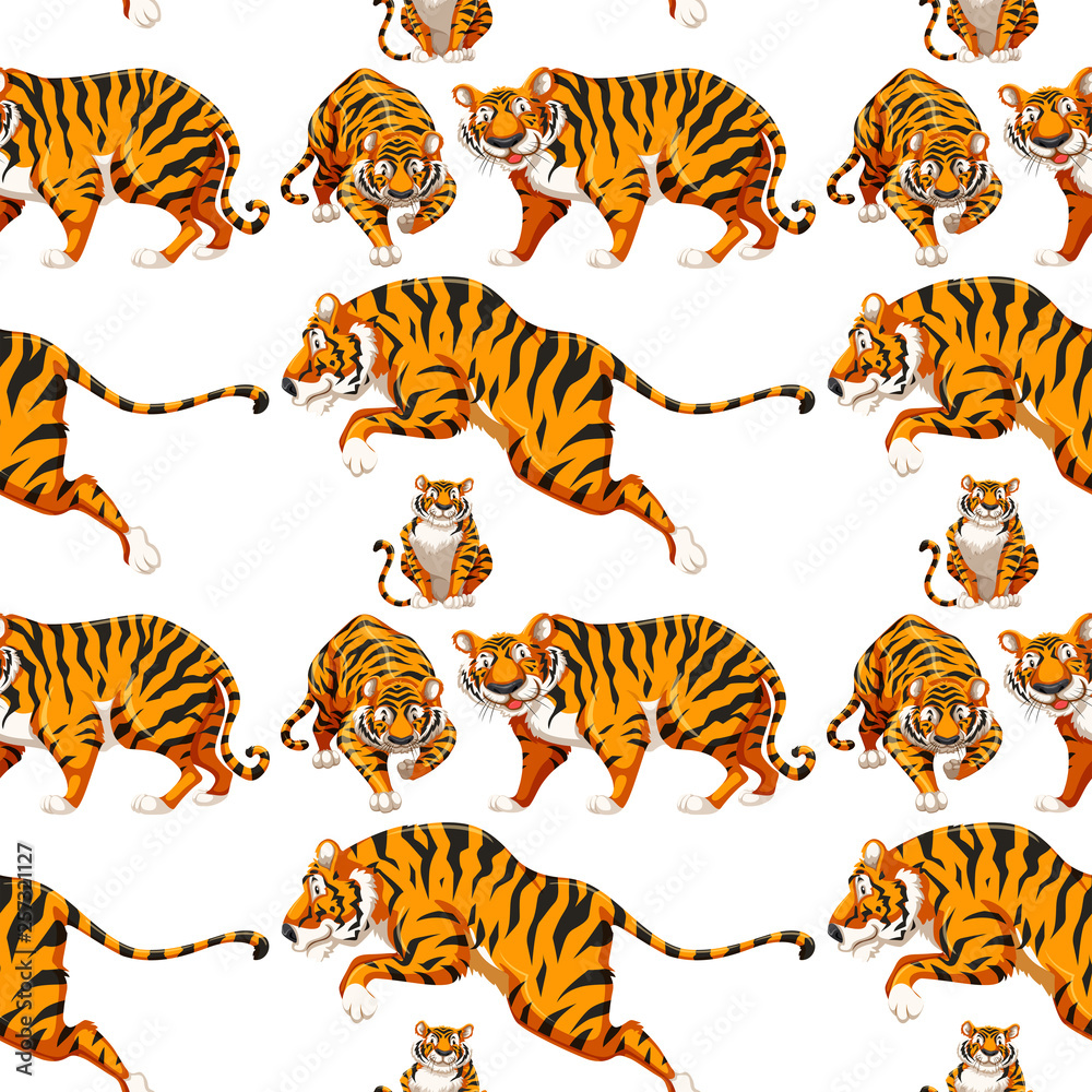 Seamless Multiple Tiger Background