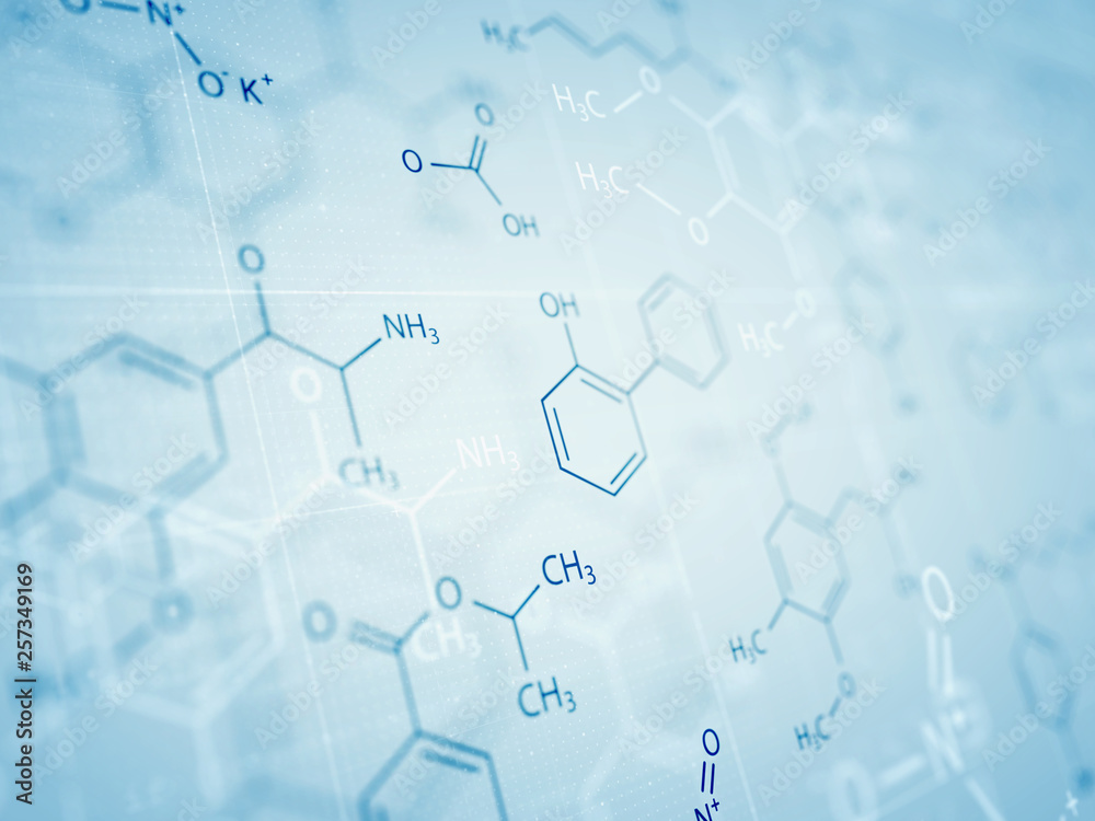 Chemistry and Medical abstract blue background . 3d rendering