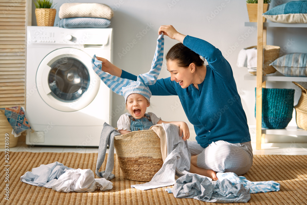 family doing laundry