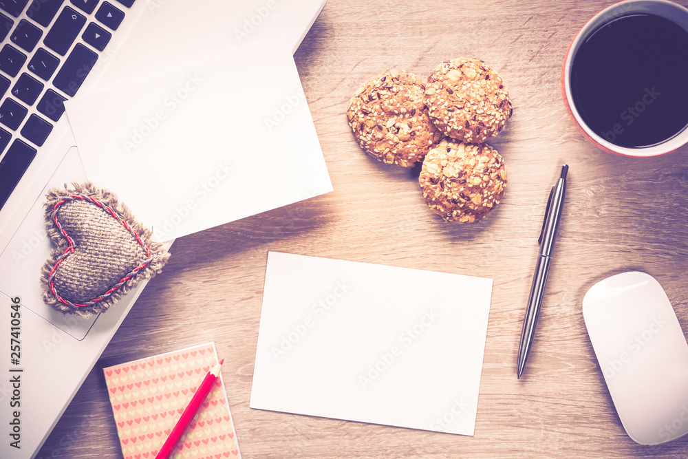 Blank notepad on wooden table