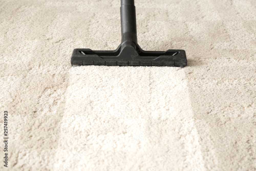 Brush of vacuum cleaner on carpet