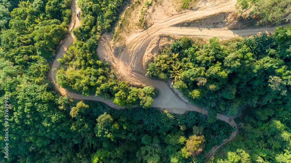 Landscape nature view, summer a view of mountains in thailand Aerial view Drone shot