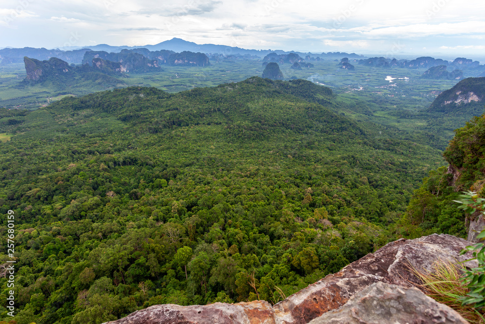 Landscape nature view, summer a view of mountains in thailand Aerial view Drone shot