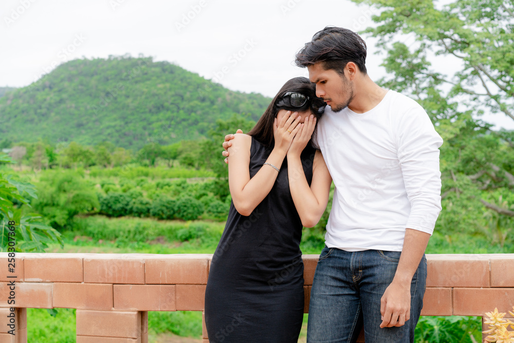 Unhappy couple of man and woman. Bad marriage and problem concept.