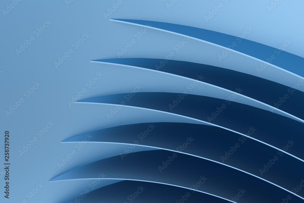 3d rendering, blue metalic surface and graphic design background